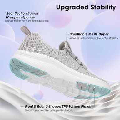 ZOVE Wide Toe Box Shoes Women Extra Wide Width Sneakers Ultra Light Road Running Shoes Non-Slip Tennis Sneakers Breathable Walking Athletic 8803 Grey 37 - Image 4
