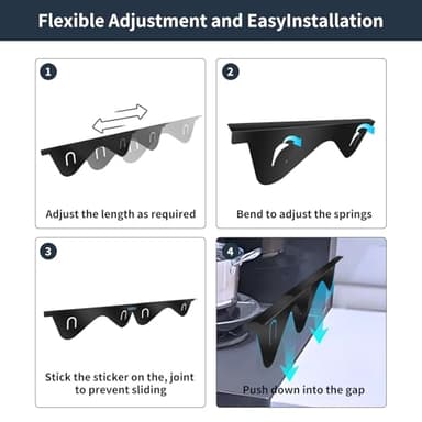 Crymfrynt Stainless Steel Stove Gap Covers Filler (2 Pcs), Stove Guard for Kitchen Oven Counter Side Gap, Heat Resistant and Easy to Clean, Easy Retractable Length 13.8" to 27.5" Width 0.79”, (Black) - Image 7