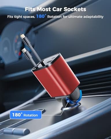 [2024 Upgraded] 4 in 1 Retractable Car Charger, SUPERONE Smaller Fast Car Phone Charger 69W with Cord, USB C and iPhone Car Charger Adapter, Compatible iPhone 17/17 Pro Max/16/15/14/13/12/11, Sumsung - Image 7