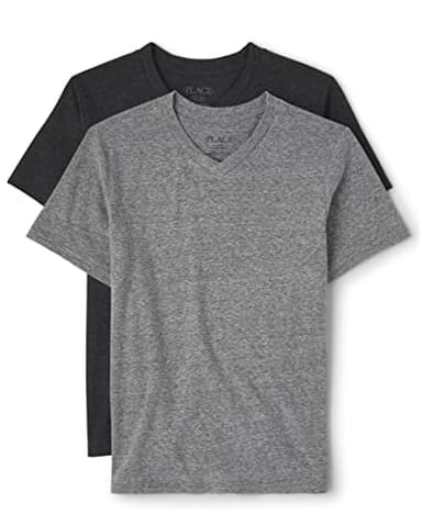 The Children's Place Boys Short Sleeve Fashion Top T-Shirt, Black/Grey 2 Pack, Medium US