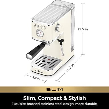 CHULUX Slim Espresso Machine with Milk Frother Steam Wand, 20 Bar Professional Italian Pump Espresso Coffee Machine for Home Cappuccino & Latte Maker, Creamy - Image 3