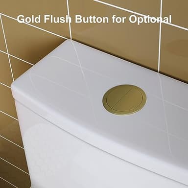 HOROW T0338WG One Piece Toilet with Gold Button, Elongated Toilet with Comfort Seat Height, ADA Chair Height 17.3", Dual Flush 0.8/1.28 GPF & MAP 1000g, Standard White Toilet Bowl, Gold Tank Button - Image 2