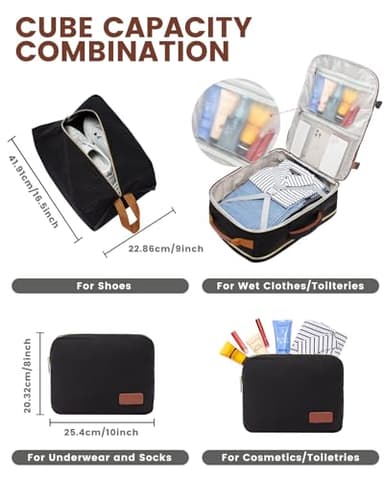 LOVEVOOK 56L Travel Backpack for Women & Men, Airline Approved Carry On Luggage with 3 Packing Cubes, TSA Overnight Bags, Waterproof Personal Item Bag, Weekender Essentials Backpacks fits 17" Laptop - Image 5