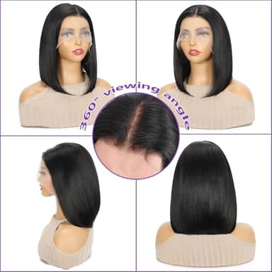 FATIAO 14 Inch Bob Wig Human Hair 13x6 Hd Transparent Lace Front Wigs Human Hair Pre Plucked Glueless Bob Wig 180% Density Short Straight Bob Wigs For Women - Image 6