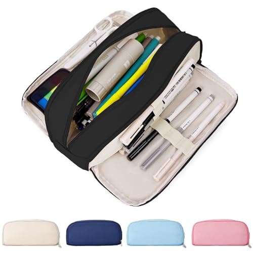 JAESITETER Big Capacity Pencil Case Large Pencil Pouch 3 Compartment Pouch Pen Bag for School Office Large Storage High Capacity Pencile Pounch for Teen Girl Boy Men Women - Image 1