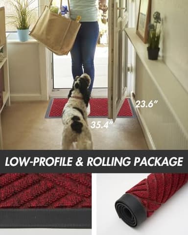MontVoo-Front Door Mat Outdoor Indoor Entrance Doormat-Welcome Mat Outside Door Mats for Home Entrance Durable Absorbent Non Slip Dirt Trapper Heavy Duty-Red 24"x36" - Image 6