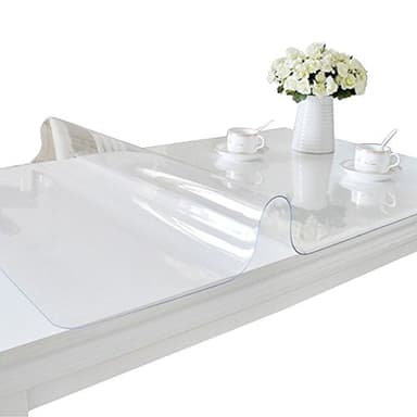 ETECHMART Clear Plastic Table Cover Protector Rectangle 40 x 72'', Thick Waterproof Transparent Table Protector for Dining Table, Non-Slip Heat Resistant Clear Desk Mat for Kitchen Office Desktop - Image 1