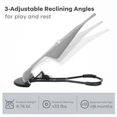 HKAI Baby Bouncer, Portable Baby Bouncer Seat for Babies 0-18 Months, 100% Cotton Fabrics, 3 Modes of use with Rocker and Stationary Options, Infant Rocker Chair with Hanging Toys-Light Grey - Image 2