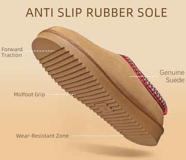 Meik Mangni Women's Slippers Genuine Suede Platform Mini Boots Mens Faux Fur Warm Lining Winter Mules Cozy Warm House Shoes Indoor and Outdoor,Khaki 8.5 US - Image 4