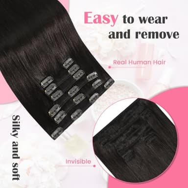 Aison Dark Brown Clip in Hair Extensions Real Human Hair 18inch 70G Remy Seamless Human Hair Clip in for Women 7pcs 16clips - Image 2