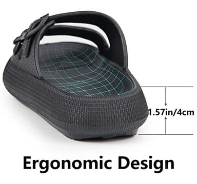 Weweya Women Men Walking Sandal Adjustable EVA Double Buckle Cushion Sandal Black Men Size 10 10.5 Women Size 11 11.5 - Image 5
