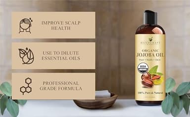 Handcraft Blends USDA Organic Jojoba Oil | Cold-Pressed | 8 Fl Oz | 100% Pure & Natural | for Hair, Skin & Face | Premium Grade Carrier Oil | for Massage & Aromatherapy | Hexane-Free - Image 4