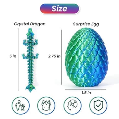 4Pcs 3D Printed Dragon Eggs with Dragon Inside Articulated Animals Cool Crystal 3D Print Dinosaur Toy Dino Eggs for Boys Girls Home Decor - Image 2