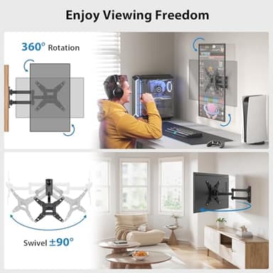 Pipishell Full Motion TV Monitor Wall Mount Bracket Swivel Tilt Extension Rotation for Echo Show 21/15 and Most 13-42 Inch LED LCD Flat Curved Screen TVs & Monitors, Max VESA 200x200mm up to 44lbs - Image 3