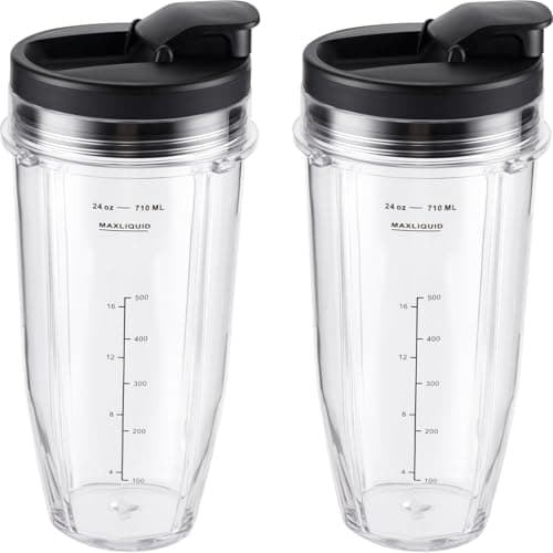 4 Pieces Ninja Blender Cups Replacement Parts 24oz with Lids Upgraded Blender Cups for Nutri Ninja Auto iQ, BN401, BN751, BN801, BN800, BL450, BL456, BL480, SS401, SS101, SS151, SS351 - Image 1