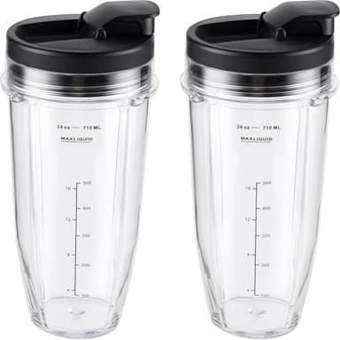 4 Pieces Ninja Blender Cups Replacement Parts 24oz with Lids Upgraded Blender Cups for Nutri Ninja Auto iQ, BN401, BN751, BN801, BN800, BL450, BL456, BL480, SS401, SS101, SS151, SS351 - Image 1