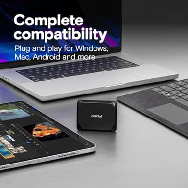 Crucial X10 Pro 2TB Portable SSD, Up to 2100MB/s Read, 2000MB/s Write, USB 3.2 USB-C, External Solid State Drive, Durable Storage for PC & Mac, for Professional Creators, Black - ‎CT2000X10PROSSD902 - Image 5