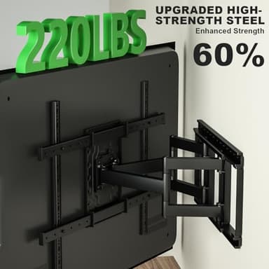TV Wall Mount for 32"-100" up to 220 lbs, USX MOUNT Full Motion TV Mount with Swivel Tilt Dual Articulating Arms, Pre-Assembled Universal Wall Bracket, Max VESA 800x600mm, 12″-24″ Wood Studs - Image 2