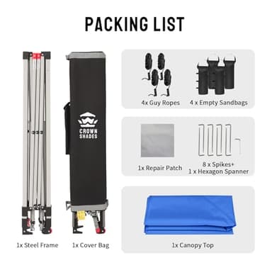 CROWN SHADES 10x10 Pop Up Canopy - Beach Tent with One Push Setup - Easy Outdoor Sun Shade for Events, Parties, Camping - Gazebo with STO-N-Go Cover Bag, Silver Coated Top, Blue - Image 7