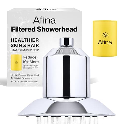 Afina Filtered Shower Head - High Pressure Rain Shower System, Removes 99% Chlorine, Heavy Metal & Chemicals - Water Filter for Hard Water - Bathroom Accessories & House Essentials - Chrome Showerhead - Image 1