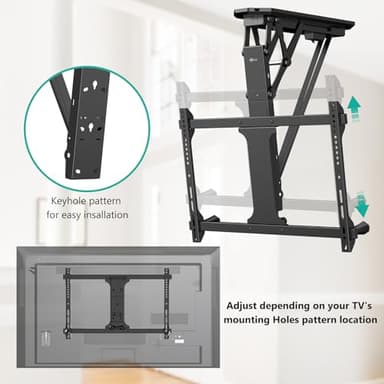 WALI Motorized Ceiling TV Mount with Remote, Electric Flip Down TV Bracket for 32 to 70 inch Flat and Curved Screen Up to 77 Lbs, Pitched Roof, Max Mounting Holes 600x400mm (FCM604), Black - Image 4