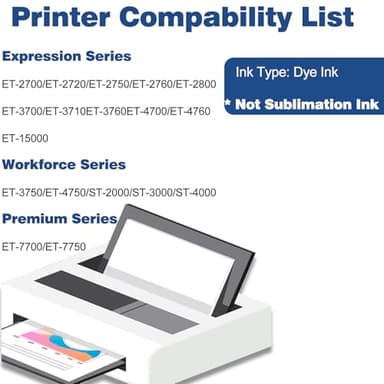 502 High Colour Accuracy Ink Bottles Replacement for Epson T502 522 for Refill Ecotank 2850 3850 15000 4850 4800 2400 4750 3760 3700 2760 2700 3830 4760 ST-4000 3000 2000 Printer BK C M Y 4 Bottles - Image 2