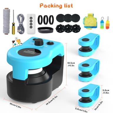 Interactive Cat Toy for Indoor - Automatic Cat Treadmill with Remote Control, 3 Speeds, Quiet Motor & Durable Design | Indoor Chase Hunting Feather Toys for Fitness, Playtime & Energy Release (Blue) - Image 6