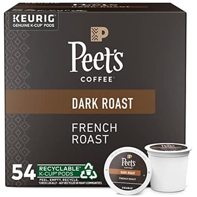 Peet's Coffee, Dark Roast Keurig K-Cup Pods - French Roast 54 Count (1 Box of 54 K-Cup Pods) - Image 1