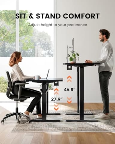 ErGear Whole Piece Standing Desk, Adjustable Stand Up Desk with Cable Management Tray, Electric Computer Workstation for Home Office, 48x24 inch, Black, EGESD64B - Image 8