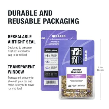 Tiesta Tea - Lavender Chamomile Herbal Tea, Loose Leaf, Calming Blend with Chamomile, Lavender, and Lemongrass, Caffeine-Free Herbal, Great for Hot or Iced, Resealable Pouch, 25 Cups, 0.9 Ounce - Image 9