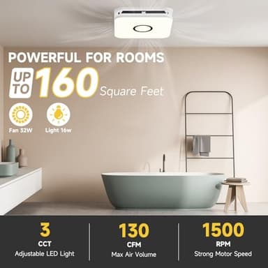 2-in-1 Bathroom Exhaust Fan with Light, 32W Quiet Vent Fan - 130 CFM & 1.5 Sones, 1200lm LED Light - 3000K/4000K/5000K Adjustable, Easy to Install, Bathroom Fans for Home, Bath, Hotel, Etc. - Image 2