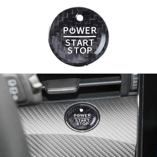 QianBao Compatible with Carbon Fiber Start Stop Button Cover Car Engine Push Start Ignition Switch for Ford Mustang Mach-E 2021 2022 2023 Black - Image 1