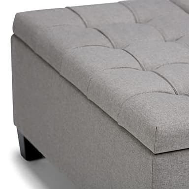 SIMPLIHOME Harrison 36 inch Wide Transitional Square Coffee Table Storage Ottoman in Dove Grey Linen Look Fabric, Assembled, for the Living Room and Bedroom - Image 7
