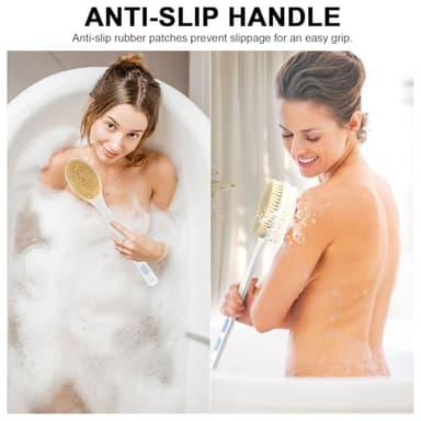 Bubbob Back Scrubber, Back Scrubber for Shower, Bath Brush Long Handle for Shower with Double Sided Bristles for Wet or Dry Brushing (Blue) - Image 4