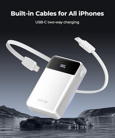 JOYFAR Portable-Charger-Power-Bank Travel Essentials Battery Pack USB C 30000mAh Built in Cable 22.5W Phone Fast Charging Powerbank Compatible with iPhone 16 15 14 13 12 11 iPad Samsung Google (White) - Image 5
