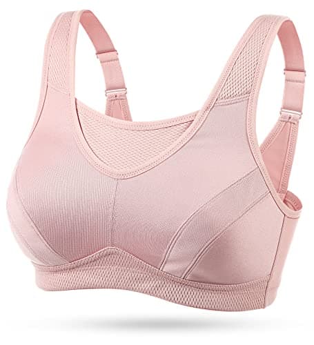 Wingslove High Impact Sports Bras for Women Plus Size Non Padded Wirefree Workout Bra Bounce Control (Pink, 42B) - Image 1