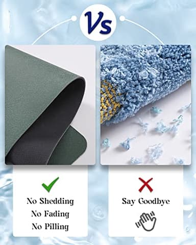 MontVoo -Bath Mat Rug-Rubber Backing Non Slip Quick Dry Absorbent Thin Bathroom Rugs Fit Under Door-Faux Suede Surface Bathroom Floor Mats-Shower Rug for in Front of Bathtub Shower Green 17"x27.5" - Image 7