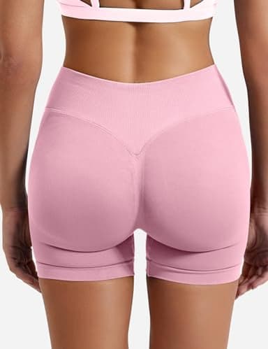 YEOREO SoftHue Women Workout Gym Impact Shorts Hidden Scrunch Butt Lifting 2.5"/3.6"/4.5"/6" Seamless Shorts Pink M - Image 4