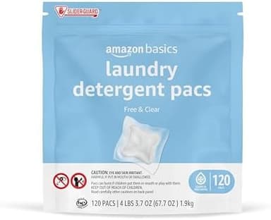 Amazon Basics Laundry Detergent Pacs, Hypoallergenic, Free & Clear, 120 Count (New Packaging - Image 2