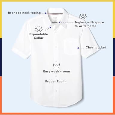 French Toast Boys' Short Sleeve Classic Poplin Dress Shirt (Standard & Husky), White, 6 - Image 6
