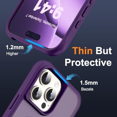 SKYLMW Compatible with iPhone 16 Pro Case with Invisible Magnetic O-Ring Stand Military-Grade Translucent Case for iPhone 16 Pro 6.3" [Compatible with Mag-Safe][Great Grip Feeling], Purple - Image 6