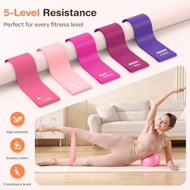 Vanlgs Pilates Kit 13Pcs Home Pilates Essentials Workout Kit with 13" Ring, 10" Ball and Resistance Bands for Women at Home Pilates Equipment Set for Beginners（Pink） - Image 4