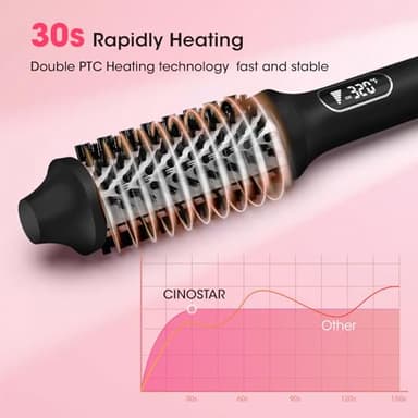 CINOSTAR Heated Round Brush for Hair Straightener, Curler, and Volumizer, 1.5 inch Curling Styler, Negative Ion Thermal Brush, with 6 Temp Settings, Fast Heating, Dual Voltage for Travel, Silver - Image 6