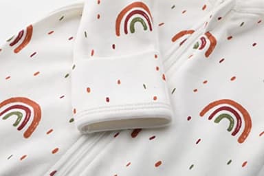 O2 BABY Baby Boys Girls Organic Cotton Zip Front Sleeper Pajamas, Footed Sleep 'n Play（12-18 Months, Rainbow & Orange） - Image 5