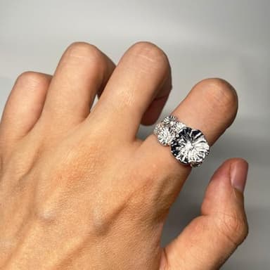 CH.yishi Handmade 925 Sterling Silver Flower Wide Band Rings for Women/Men,Adjustable Thumb Finger Ring Personalized Jewelry (3D Flower wall) - Image 3