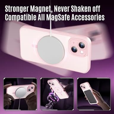 Symcele Designed for iPhone 14 Case, Compatible with MagSafe, with Privacy Screen Protectors X2, [Camera Protection] [15FT Military Drop Protection] Shockproof Phone Case, 6.1", Pink - Image 3