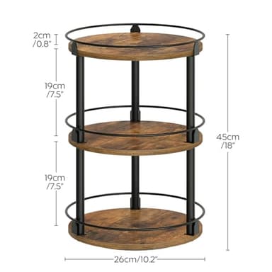YATINEY 3-Tier Lazy Susan Organizer, Rotating Spice Rack, Spinning Organizer, Industrial Turntable Spice Rack Organizer for Cabinet, Kitchen Countertop, Pantry, Rustic Brown and Black SR23BR - Image 6