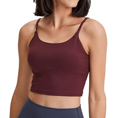 Lemedy Women Padded Sports Bra Fitness Workout Running Shirts Yoga Tank Top (L, Burgundy) - Image 3