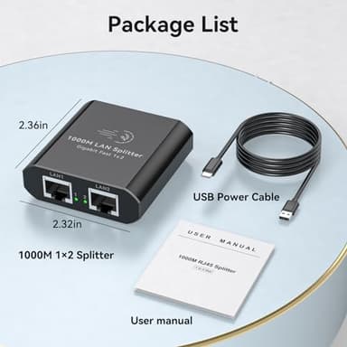 AILVLVNG Ethernet Splitter 1 to 2 1000Mbps Internet Cable Splitter 1 in 2 Out High Speed Either Network Splitter Gigabit Dual LAN RJ45 Port Router Switch Work with Cat6/7/8 Cable - Image 7