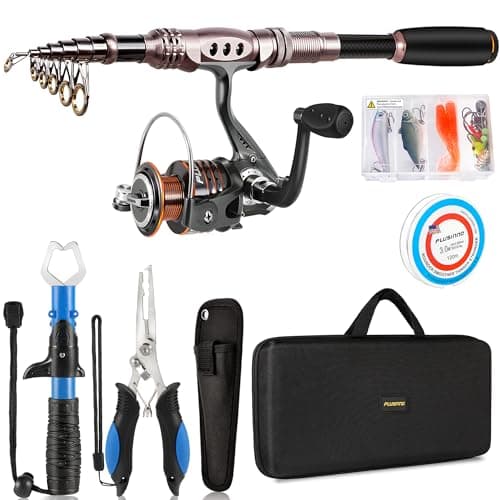 PLUSINNO Fishing Rod and Reel Combos Carbon Fiber Telescopic Fishing Pole with Reel Combo Sea Saltwater Freshwater Kit Fishing Rod Kit - Image 1